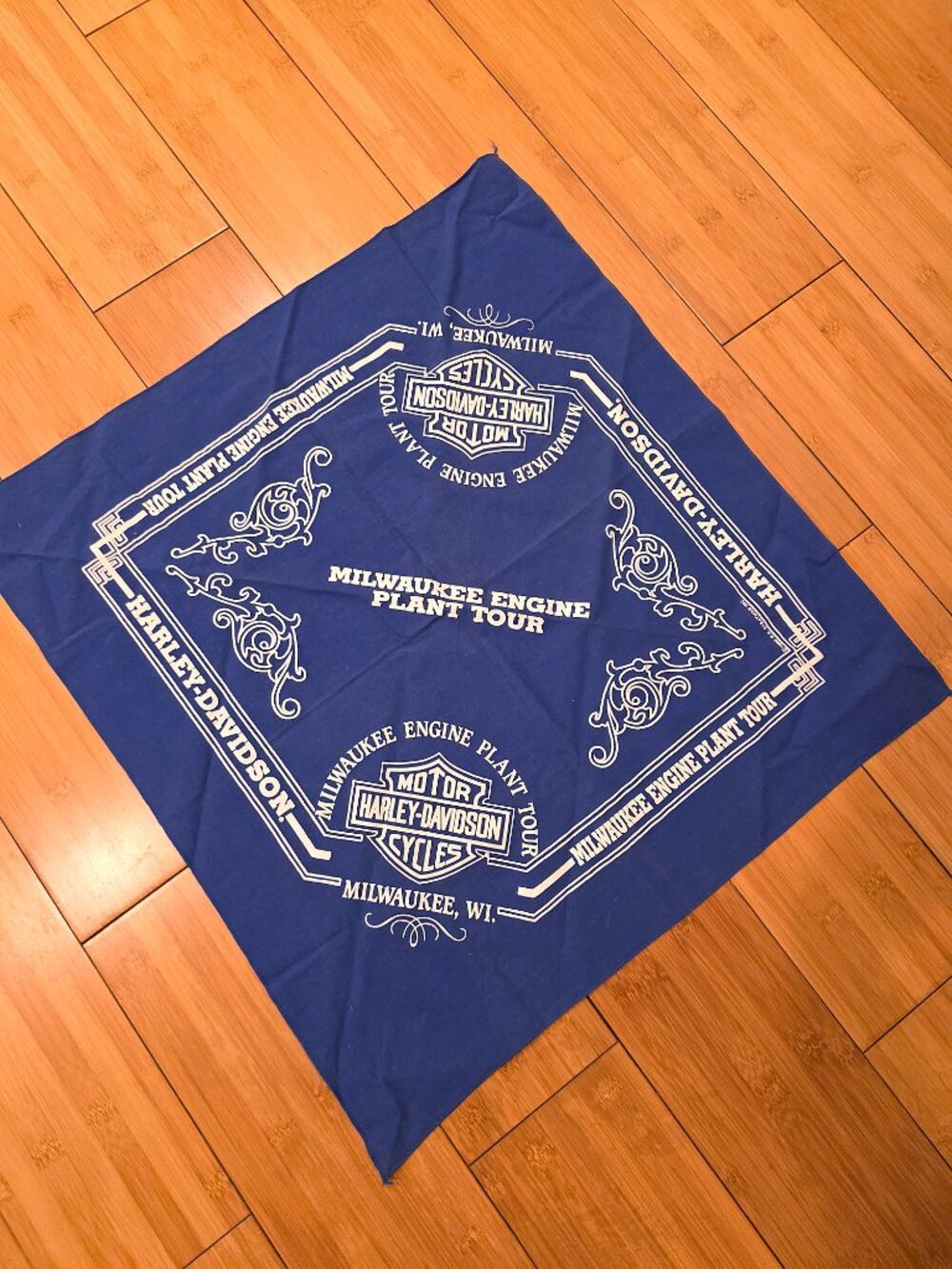 Vintage Harley Davidson Bandana 90s Rare Never used Milwaukee Engine Plant Tour
